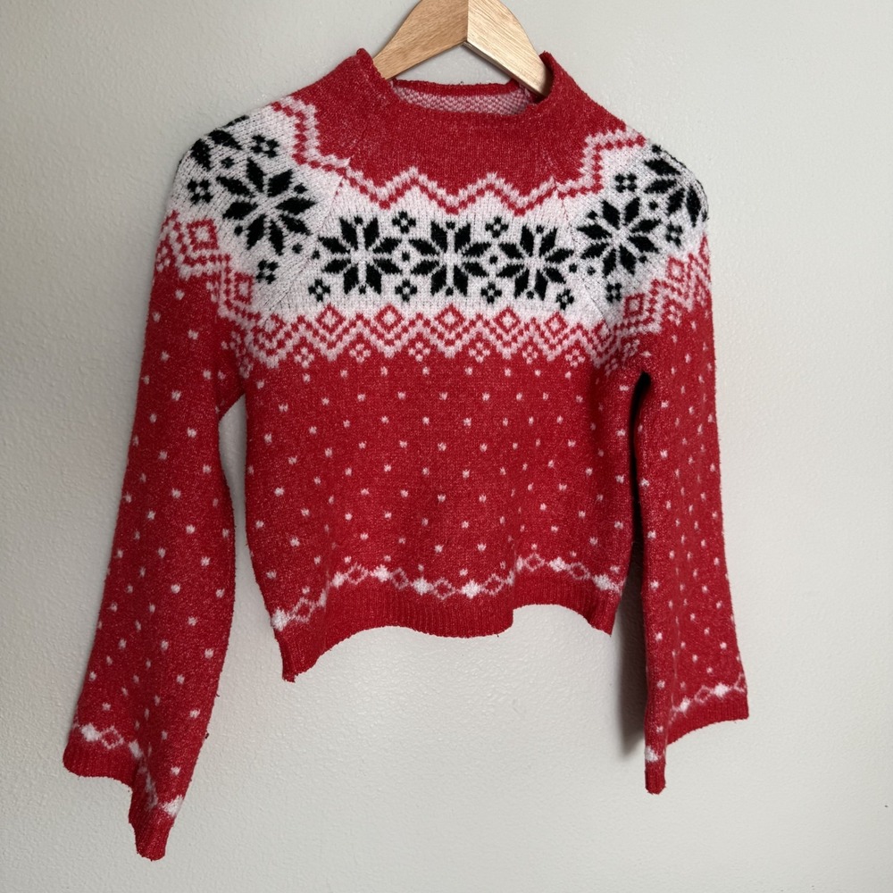 No Boundaries Oversized XXS Nordic Snowflake Holiday Pullover Sweater Ski Winter - Picture 3 of 16